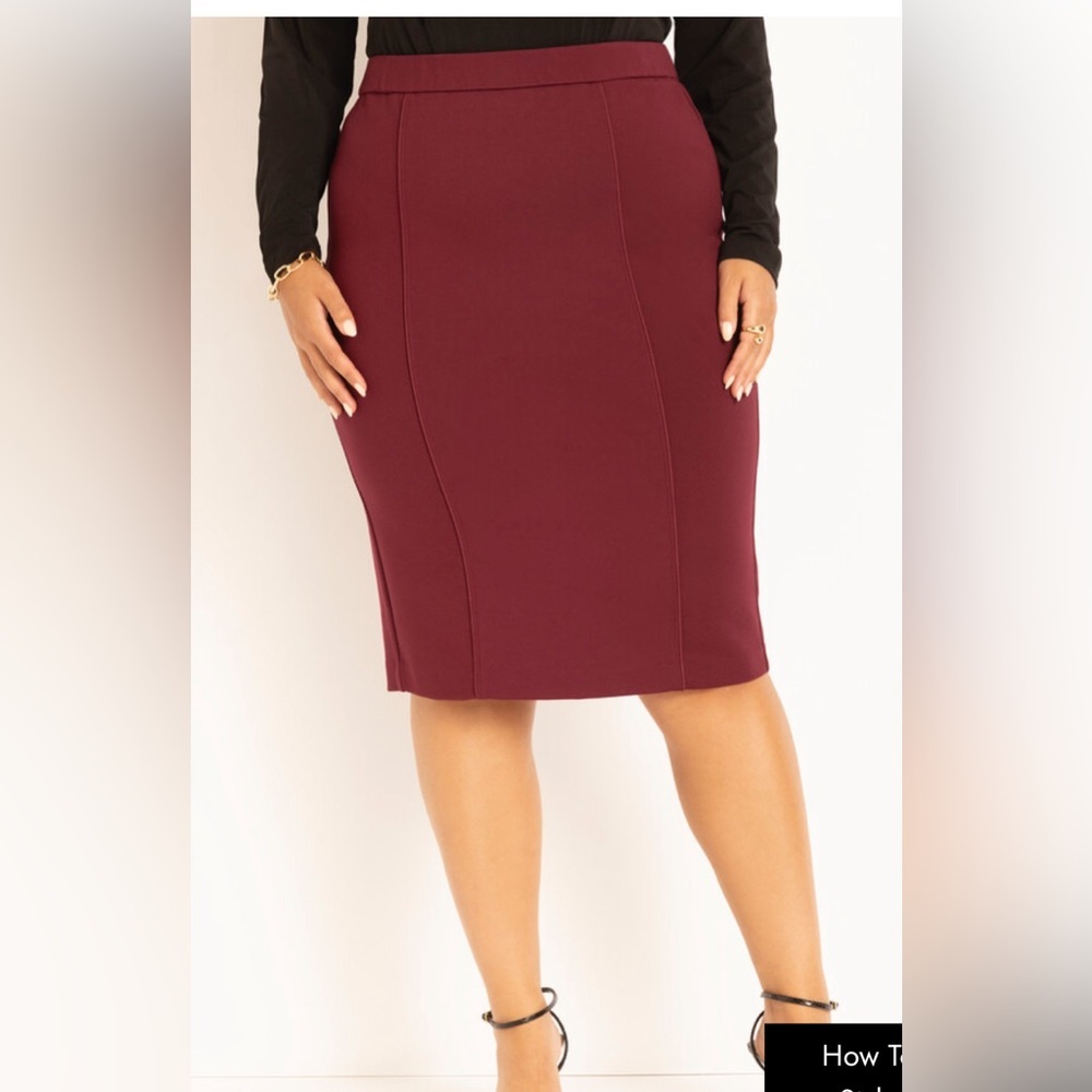Eloquii Burgundy Midi Pencil Skirt